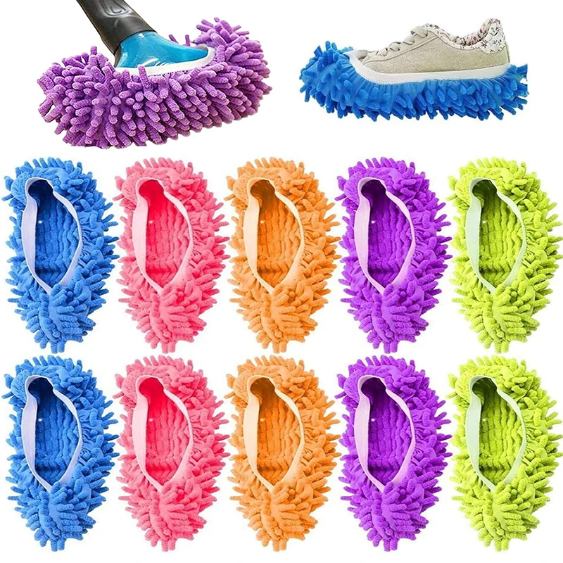 1 Pair Floor Dust Cleaning Slippers Shoes Cleaning Cloth Foot Socks Mop Caps Home Floor Cleaning Multi-Function Shoes Cover