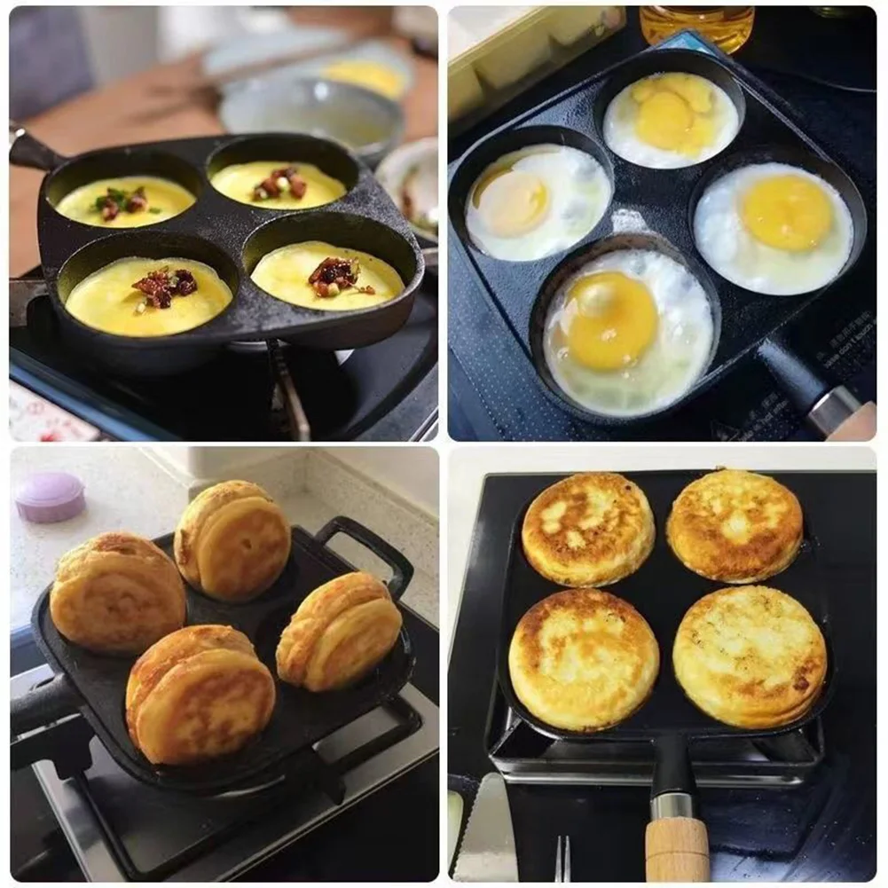 4-Hole Egg Frying Pan Nonstick Cookware Steak Pancake Pans Omelet Pan Frying Pot Suitable for Gas Stove Induction Cooker