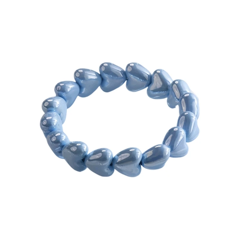 Everyday Heart Bracelet with Repeating Bead Design, Glossy Mixed Material Wrist Jewelry for Casual Wear and Simple Gifting E0BF