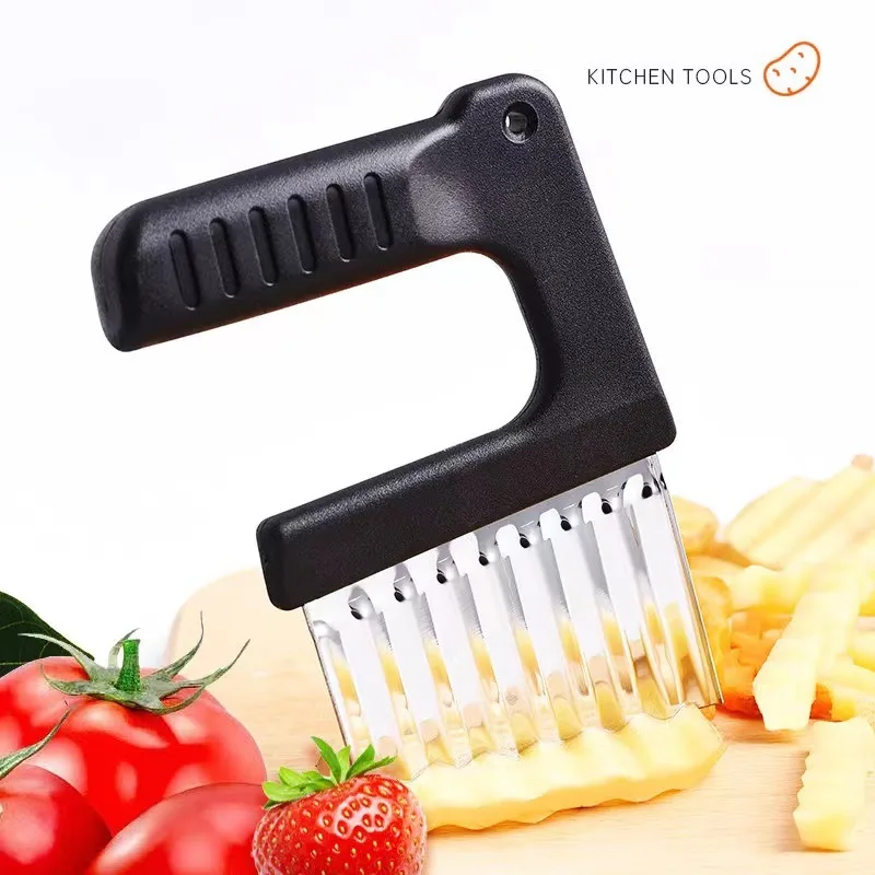 

Stainless Steel Potato Chip Slicer Dough Vegetable Fruit Crinkle Wavy Slicer Knife Potato Cutter Chopper French Fry Maker Tool
