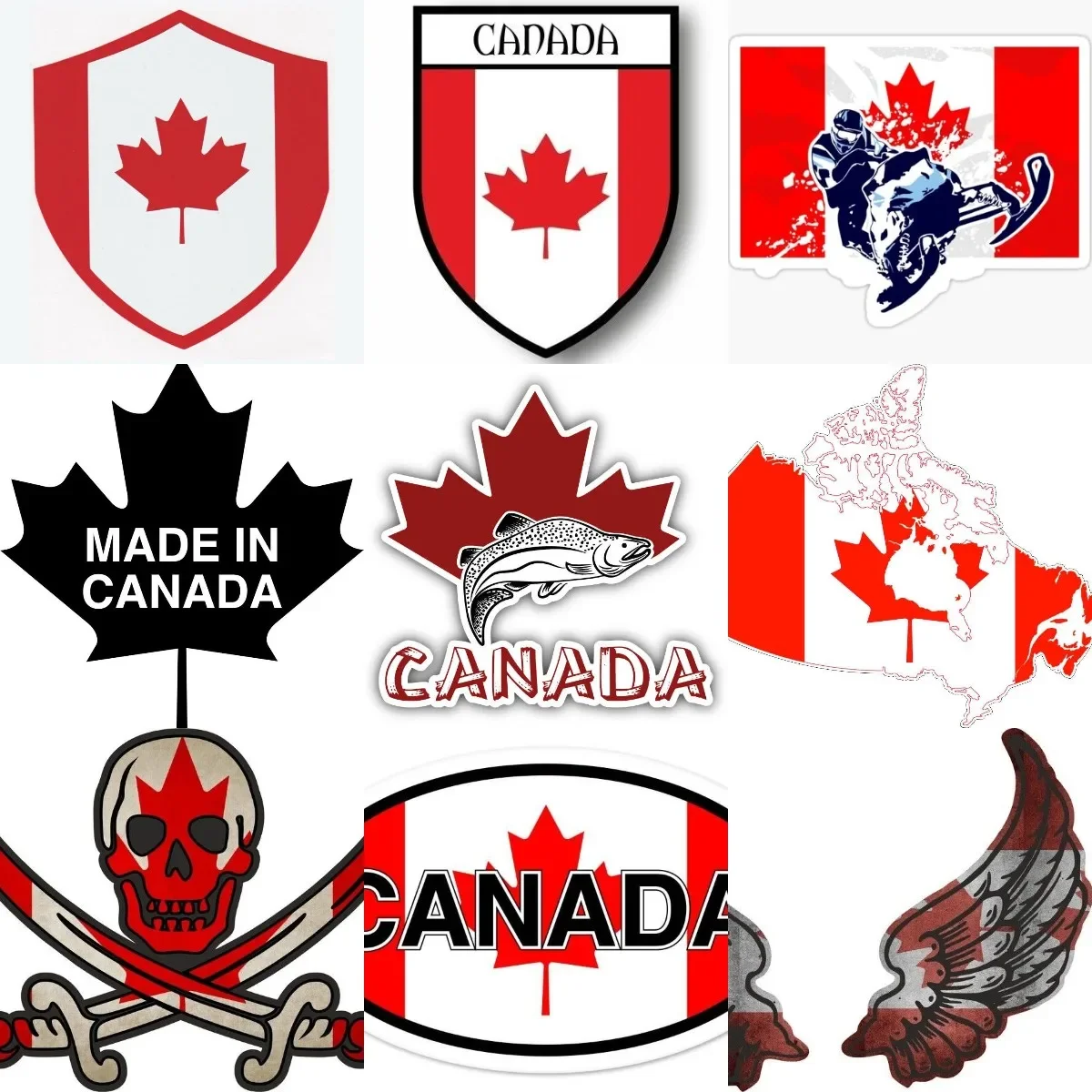 

Canada Flag Map Maple Leaves Creative Sticker for Covered Scratch Decorate Laptop Car Motorcycle Helmet Camper Van Bicycle Wall