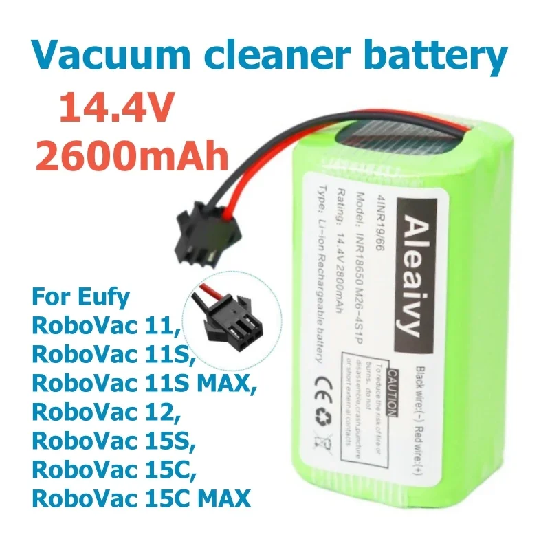 14.4V 2600mAh Li-ion Battery for Eufy RoboVac 15C/30/35C/G10/G30 Hybrid, Long-Lasting Replacement for Robot Vacuum Cleaner