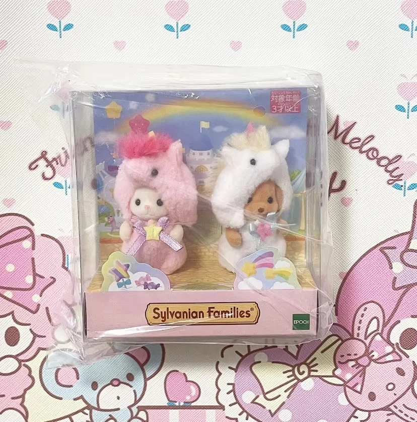 Original sylvanian famílias anime figuras conjunto de natal robô unicórnio ataque brinquedo vestir festa boneca festivais limitado presente de natal