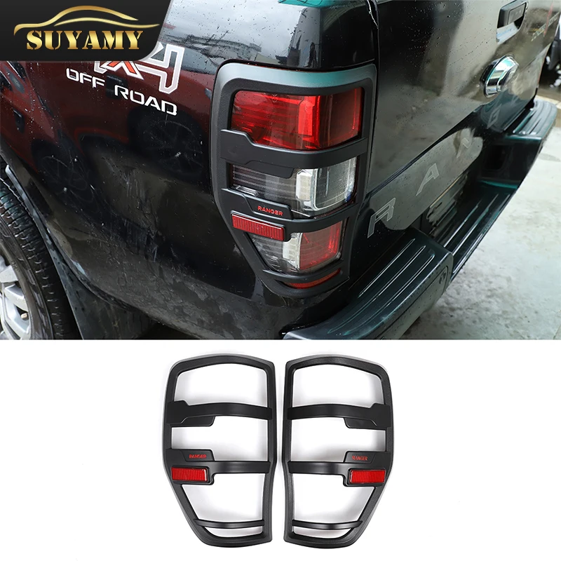 

For Ford Ranger 2012-2020 T6 T7 T8 2012-2020 2Pcs ABS Matte Black Car Rear Tail Lights Lamp Shade Frame Trim Styling Accessories