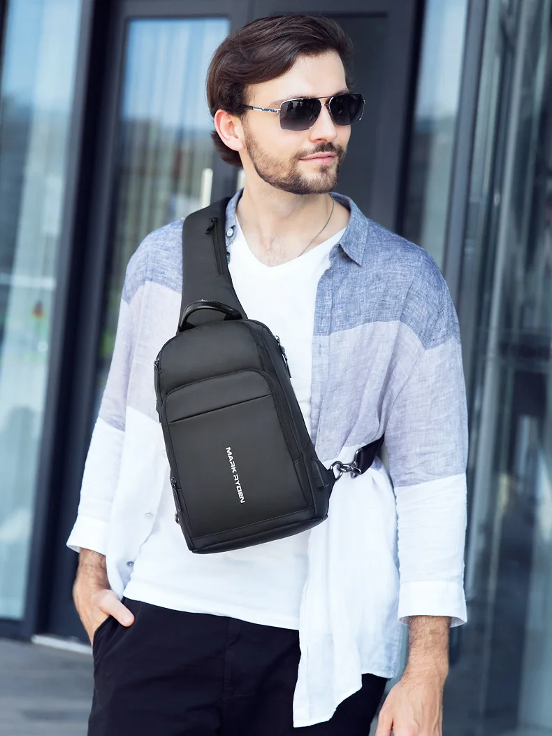 

Men's chest bag multi-function crossbody new waterproof large capacity Oxford cloth shoulder backpack chest bag