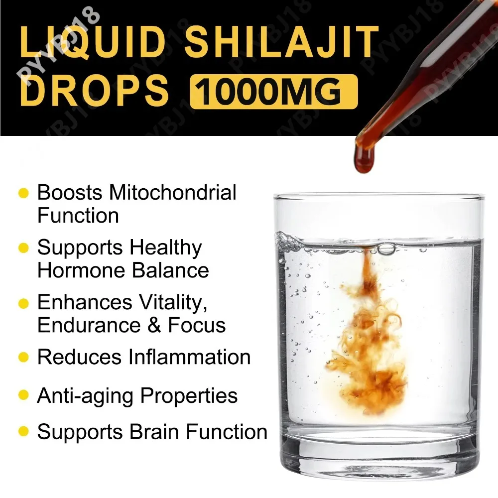 Shilajit Liquid Drops Enhance Endurance Vitality Focus Maintain Hormone Balance Reduce Inflammation with 85 Trace Minerals 60ML