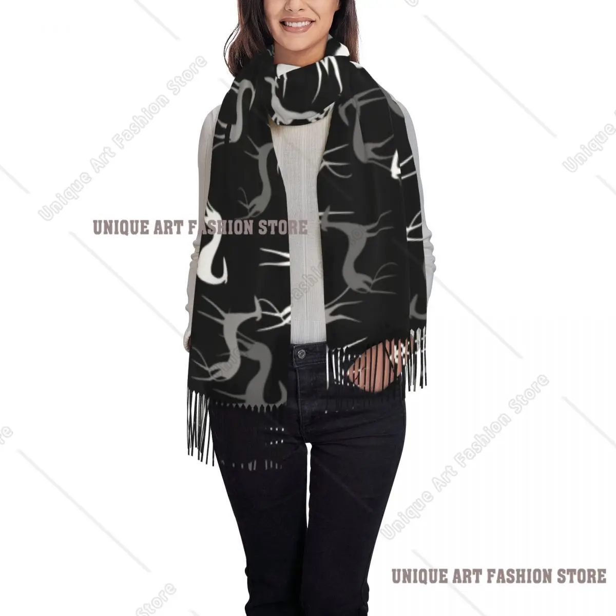 Bufanda personalizada con bonito Sighthounds para mujer, chal largo cálido con borlas para invierno, bufandas Unisex para perro Whippet galgo