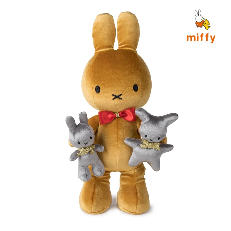 Kawaii Miffy 봉제 인형 만화 34cm 65 주년 기념 시리즈 인형 장난감 애니메이션 액세서리 완벽한 생일 선물