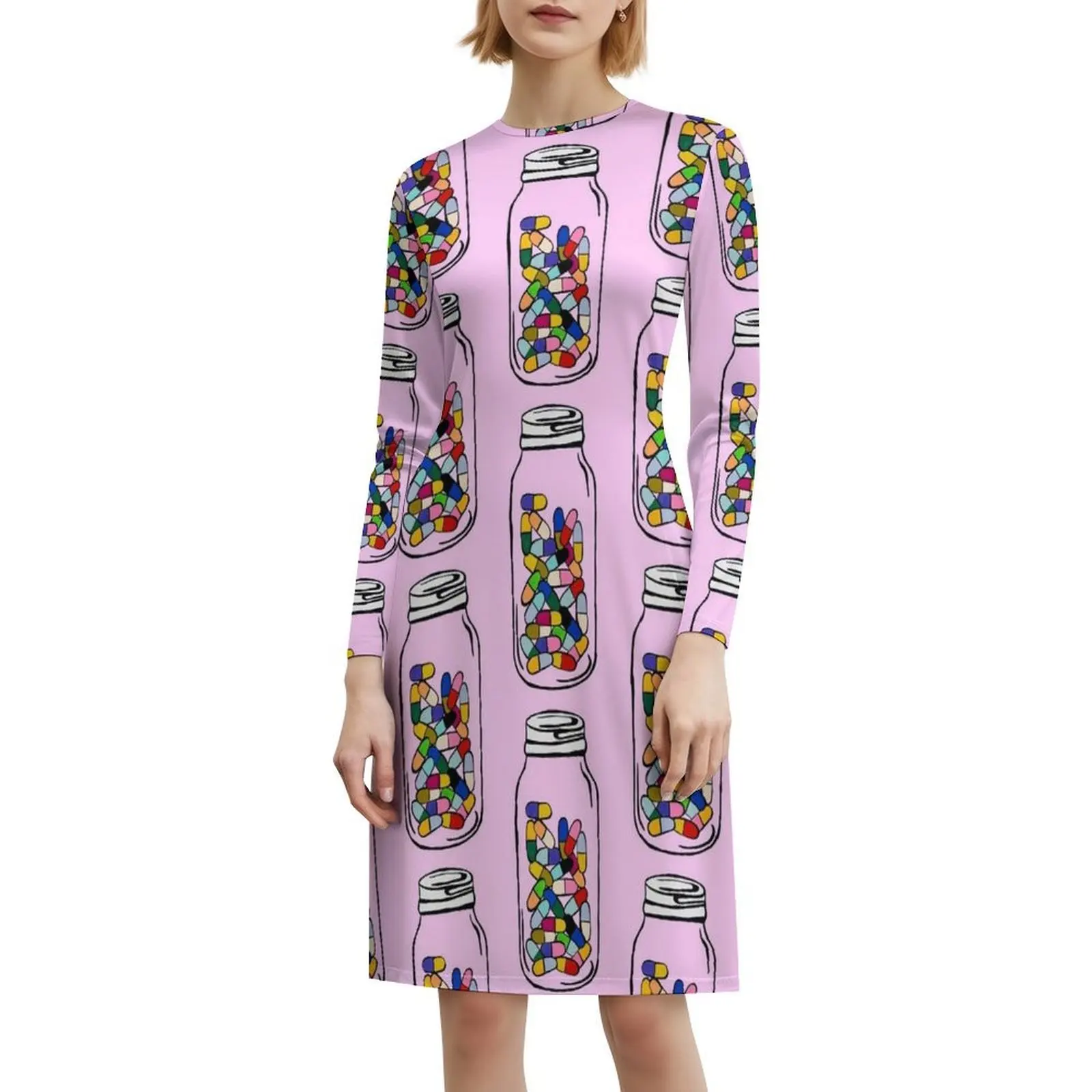 فستان كاجوال على الطراز الكوري من Jagged Little Pills للنساء فساتين بسيطة يومية للمكتب للسيدات حبوب ريترو ممتعة ملونة للسيدات #6