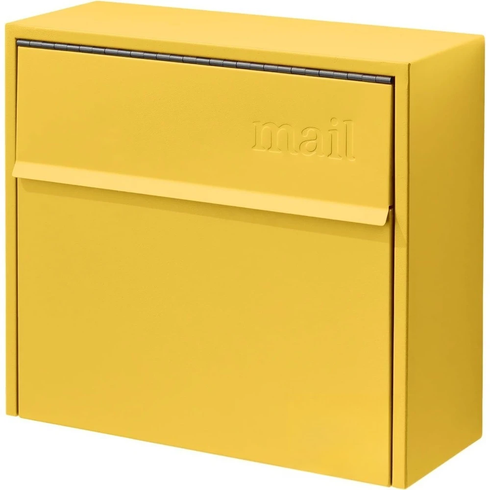 

Wall Mount Mailbox Small Anti-Theft Locking Mailbox Weatherproof Outdoor House Mailbox Curb Yellow