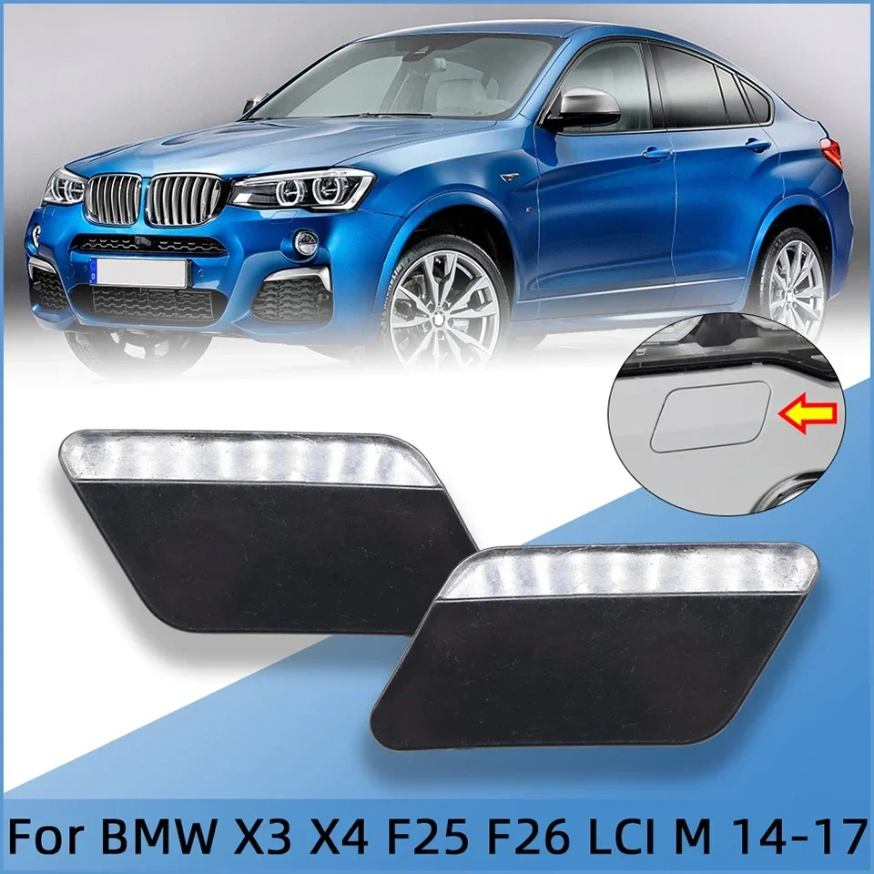 Auto Parts Headlight Washer Cover Cap For BMW X3 X4 F25 F26 LCI M-Sport 2014-2017 High Quality Spray Paint Black White Silver