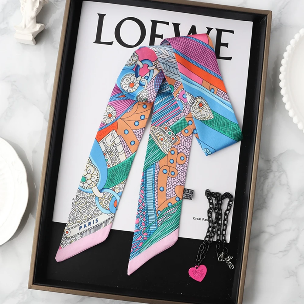 2025 Korean Fashion New Women's Twill Decorative Ribbon Small Scarf Binding Bag Handle Ribbon Hair Band Small Scarf Headband