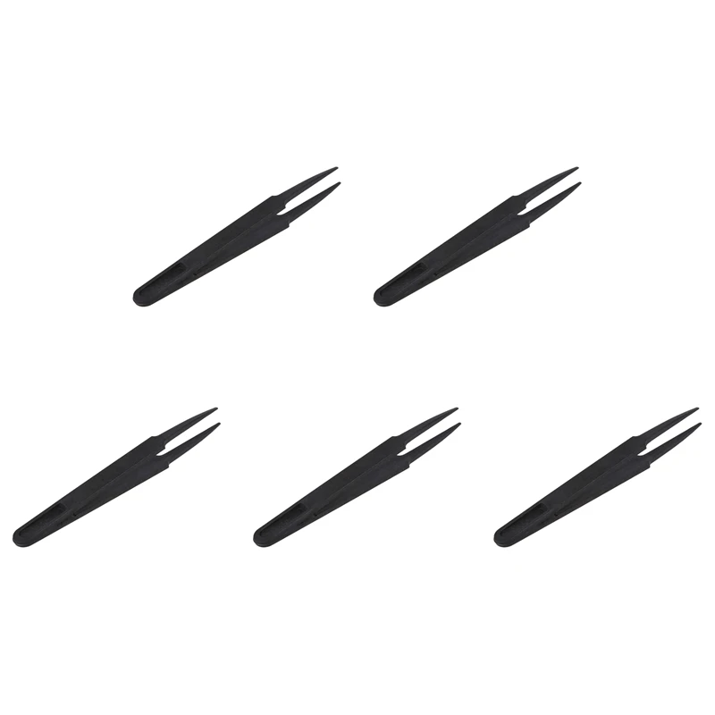 5X Black Plastic Anti-Static Tweezers Repair Tool