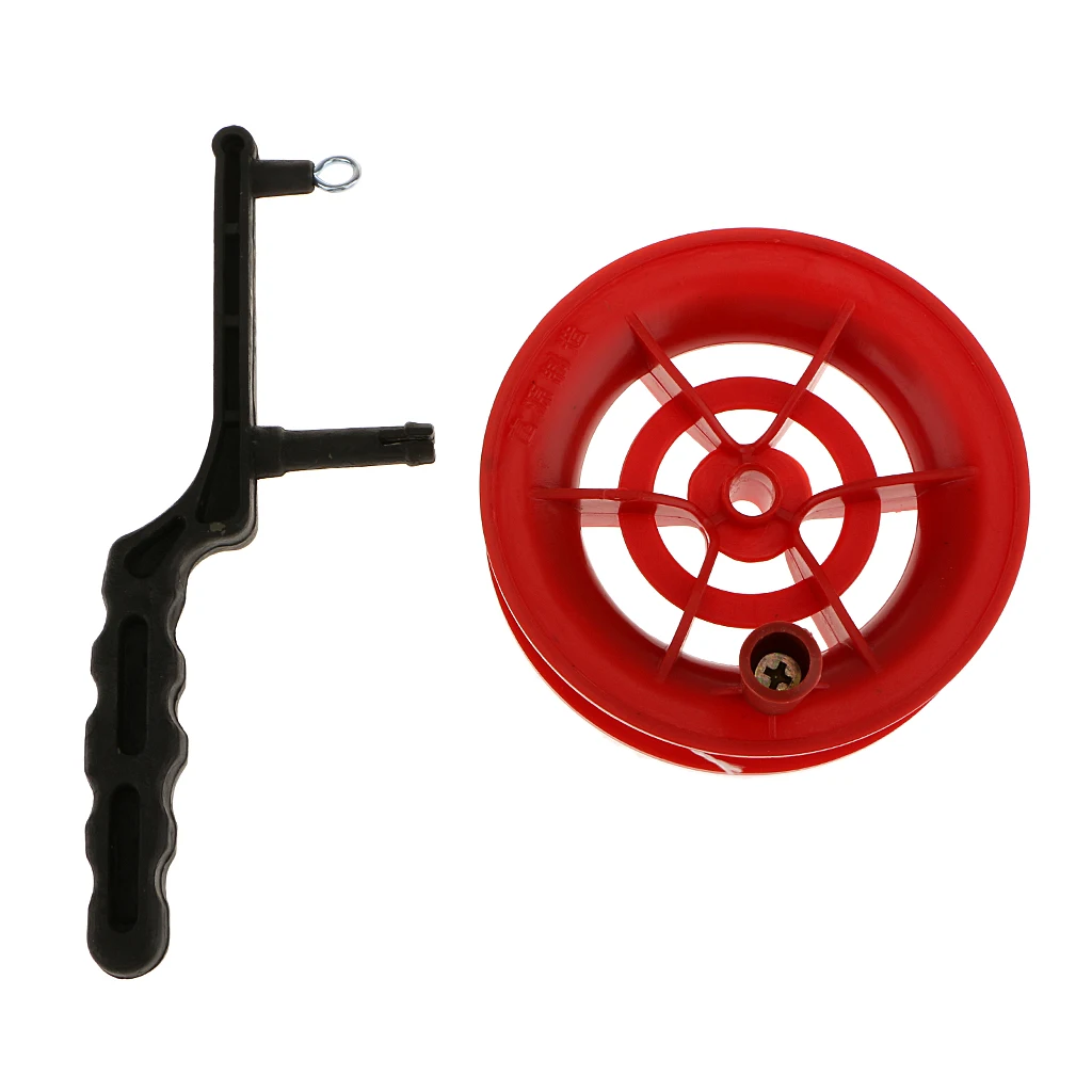 Carrete de agarre de cometa de fuego rojo, herramienta de mango de rueda con cuerda trenzada para niños y adultos, juego al aire libre, alta calidad