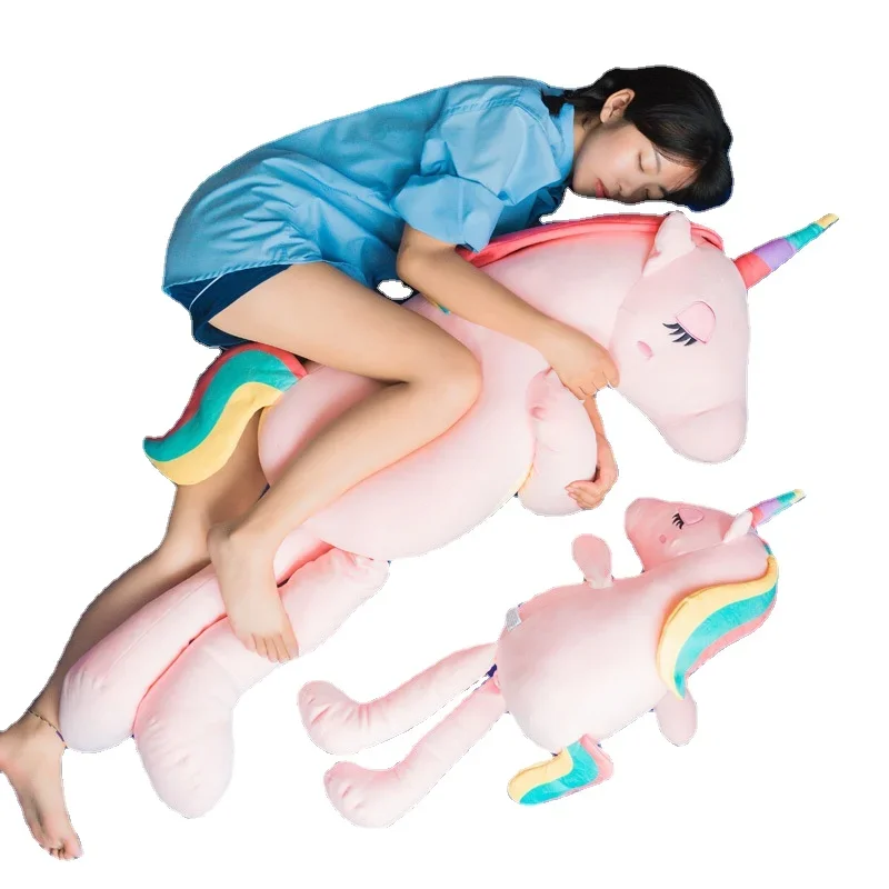 

[Funny] Big size 150cm Very cute soft unicorn horse Stuffed plush toy sleep doll Hold pillow Home Decoration Girl Birthday Gift