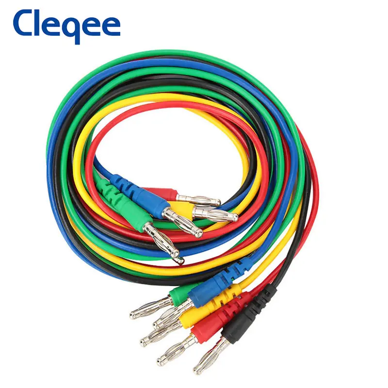 Cleqee-Cable eléctrico P1043, multímetro con enchufe Banana desnudo Dual de 4mm, cables de prueba de 100cm, 1000V/10A, 5 colores, 5 uds.