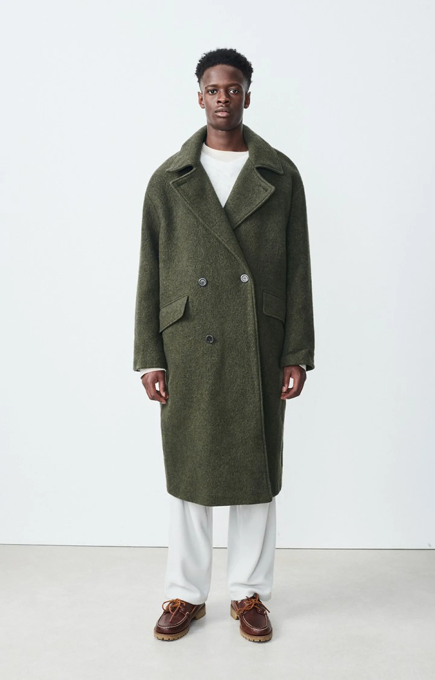 Luxury Green Wool Men's Coat Double Breasted Trench Coat Party Prom Customized Formal Long Overcoat E26277