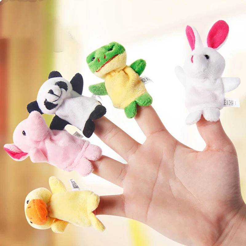 10Pcs Cute Animal Finger Dolls Cartoon Biological Animal Finger Puppet Plush Toys Child Favor Dolls Boys Girls Finger Puppets