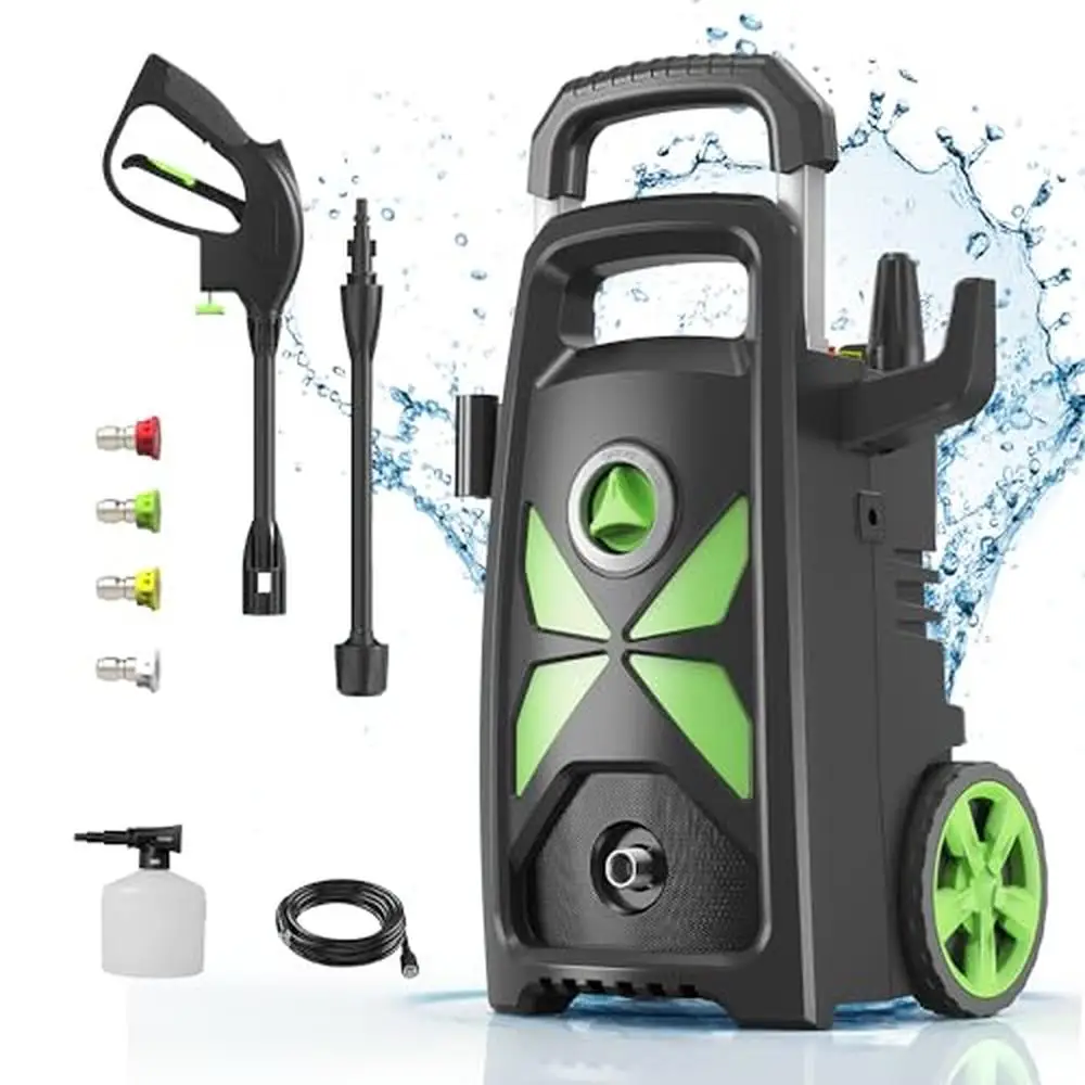 Electric Power Washer Machine 1800 PSI Pressure Washer with Reel & Foam Cannon Cleaning Cars Patios Driveways