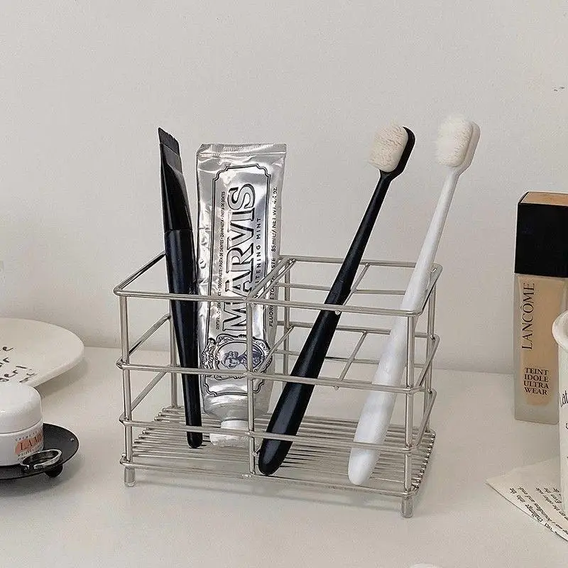 متعددة الوظائف تخزين الرف الحمام فرشاة الأسنان حامل الفولاذ المقاوم للصدأ فرشاة أسنان حامل متعدد فتحة ملحقات الحمام