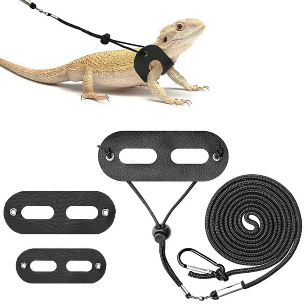 1 Set Durable Lizard Leash  Soft Faux Leather Reptile Harness  Pet Lizard Traction Belt Reptile Harness Set