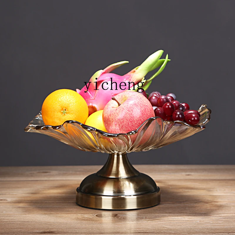 

LSL American Style Light Luxury Crystal Glass Fruit Plate European Style Living Room Coffee Table Home Use