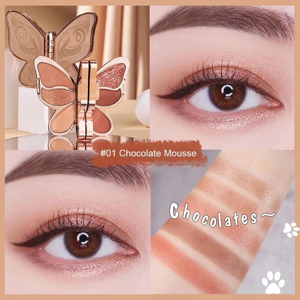 Sombra de ojos de mariposa, paleta de sombra de ojos Lucky Koi, purpurina, polvo de sombra de ojos mate, cosméticos, 6 colores