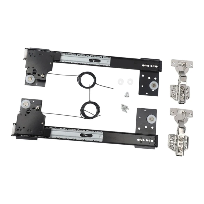 Wardrobe Side Mount Slide Track Concealed Pocket Panel Slide Assembly, Steel Side-Mount Track Components for Cabinet and