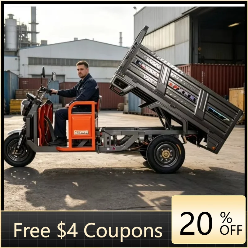 YzhgbFGQ self-unloading 60v 1600W 40km/h electric freight tricycle, three-wheeled electric tricycle for farm transportation of g