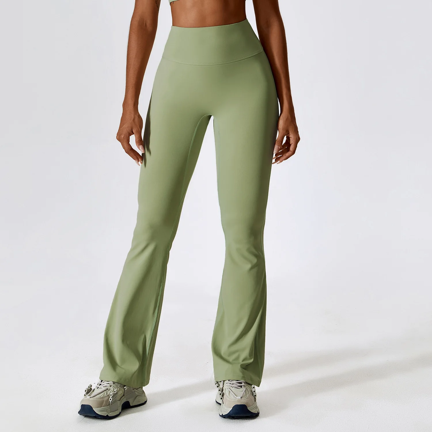 Flare leggings yogabroek dames hoge taille wijde pijpen broek dames gym fitness sport zwarte uitlopende broek latin dansbroek - afbeelding 1