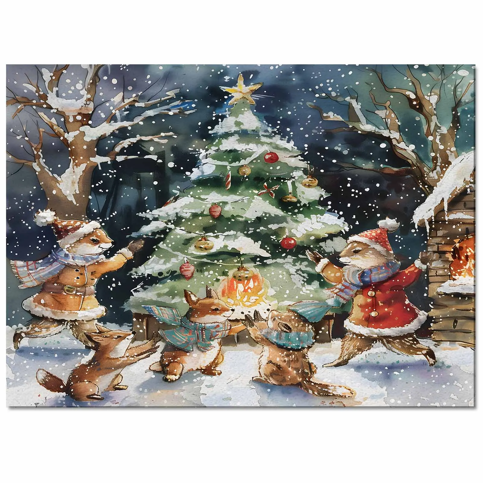 Christmas Tree Forest Moon Bonfire Animals Living Room Floor Mat Children's Room Bedroom Bedside Carpet Kitchen Door Mat