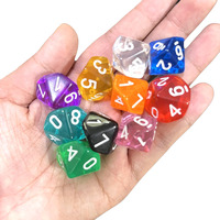 10pcs 10 Sided Dice D10 Polyhedral Clear transparent Dices for Board Games 0-9 Number 18mm RPG Dice Family Dice