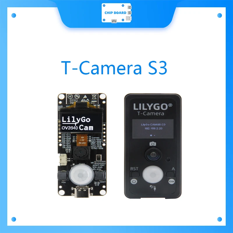 

T-Camera S3 ESP32-S3 ESP32-Cam 2 Million Pixels HD Camera FLASH 16MB ESP32-S3FN16R8 With 0.96" SSD1306 OLED Mic Pir PMU