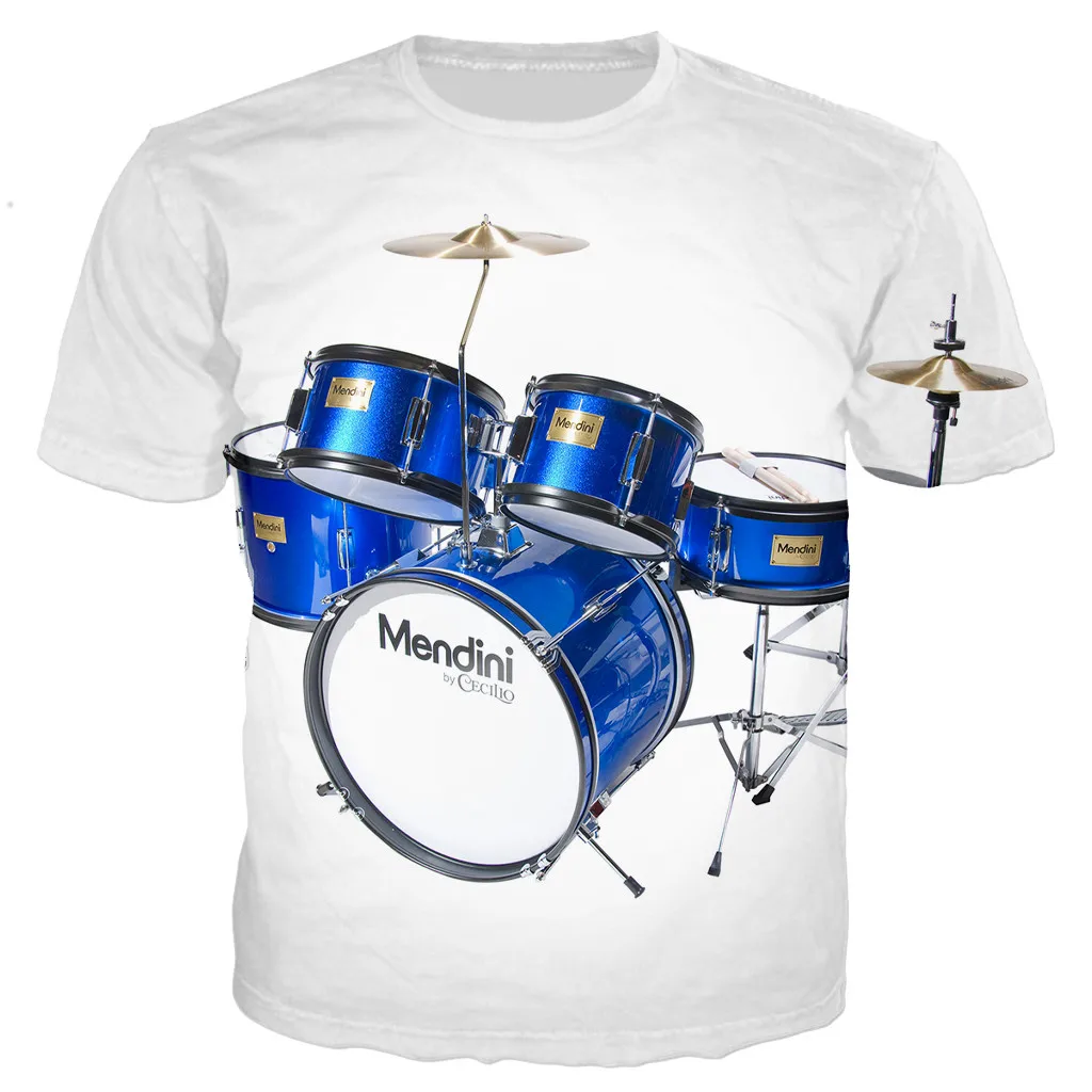 New Summer Music Heavy Musical Instrument 3d Printing T-shirt Casual Street Men And Women Short-sleeved Light And Breathable