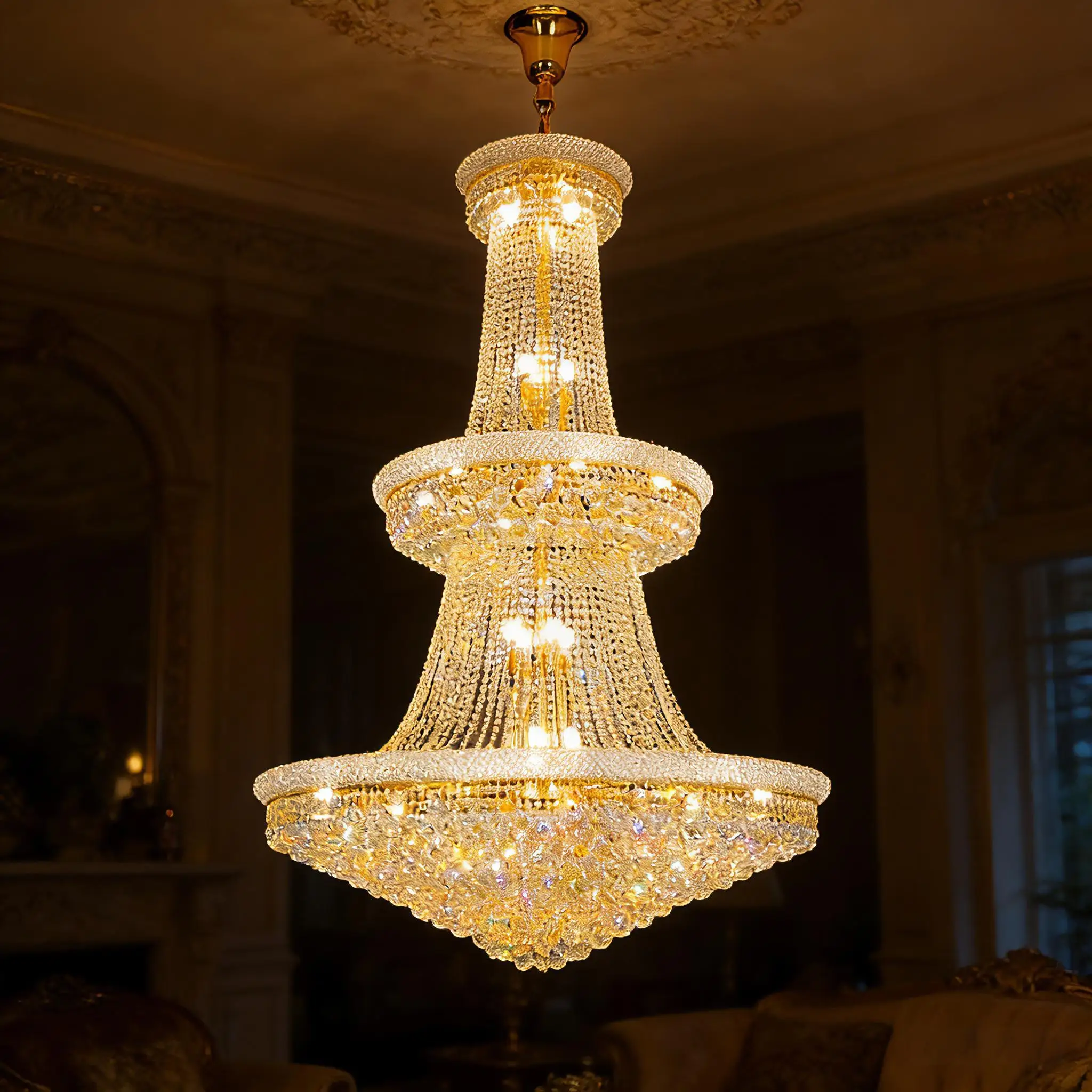 

Luxury Crystal Chandeliers Villa Living Room Attic Stairs Lighting Lustre Decorate Indoor Hotel Ceiling Pendant Lights Fixtures