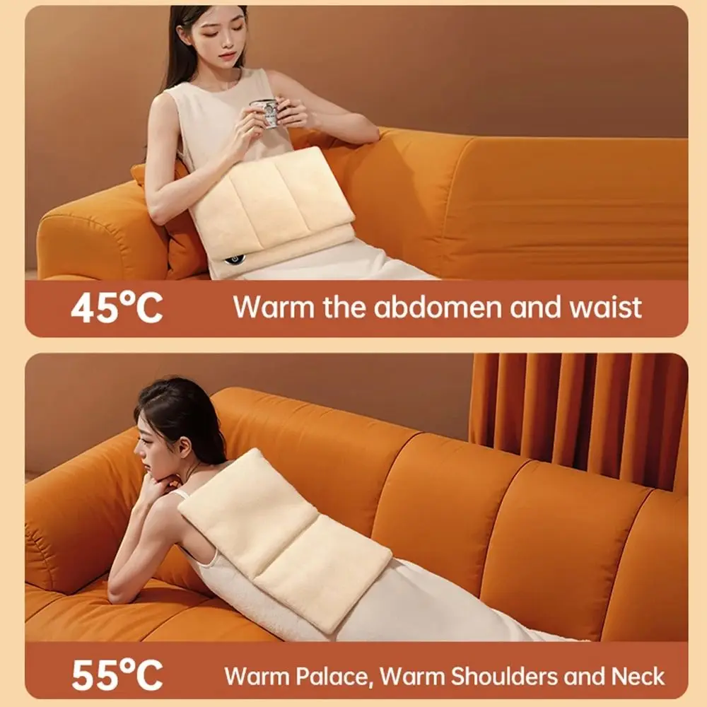 USB Heated Electric Hand Warmer Soft Flannel 3 Levels Hand Warmer Pouch Multi-function Auto Off Heating Pad for Hands