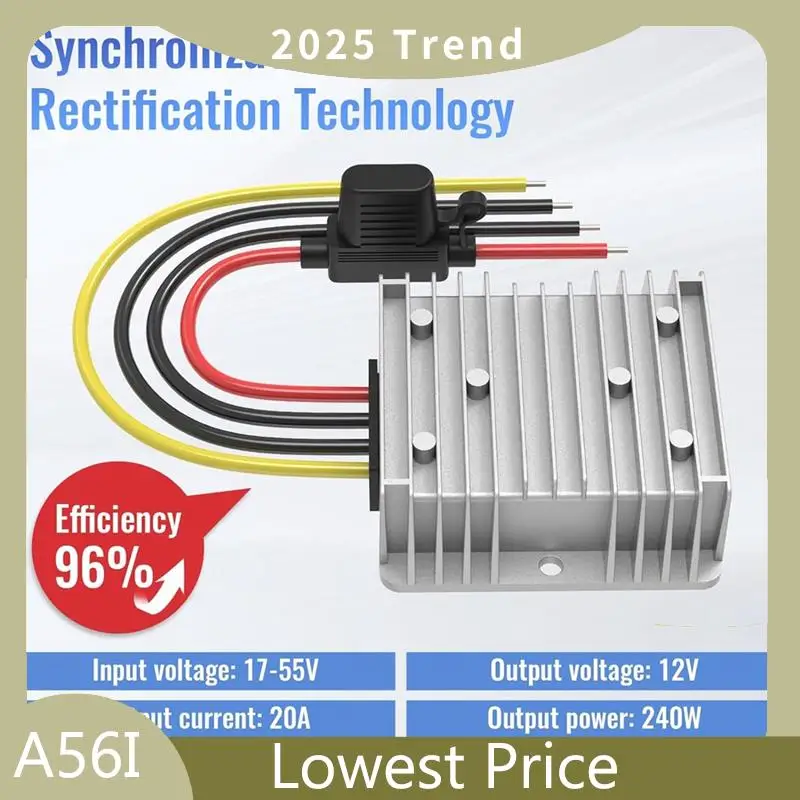 

A56I Top 12V 20A 240W Voltage Converter,DC17-55V To DC 12V Voltage Regulator Transformer With Fuses Holder,Wire Terminals