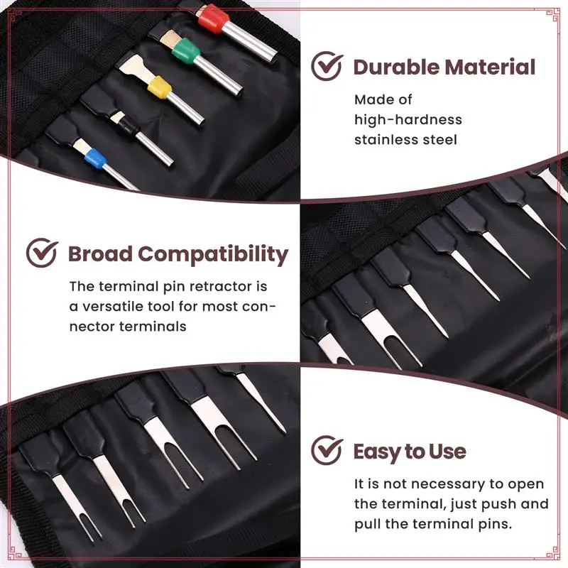 

Auto Terminal Removal Tool, Car Electrical Wiring Pin Extractor Connector Puller Kit ,Depinning Tool Set(18Pcs)