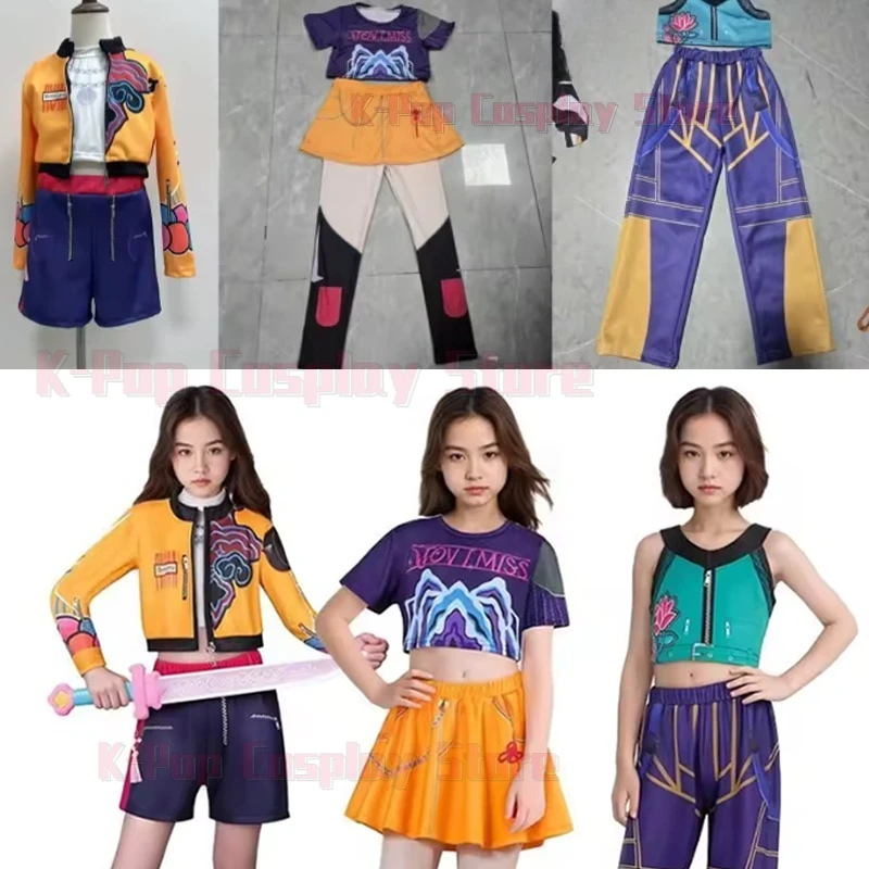

Movie K-Pop Mira Rumi Zoey Demon Hunters Cosplay Costume for Girls Halloween Party Stage 3D Printed Pattern Role Play Clothes