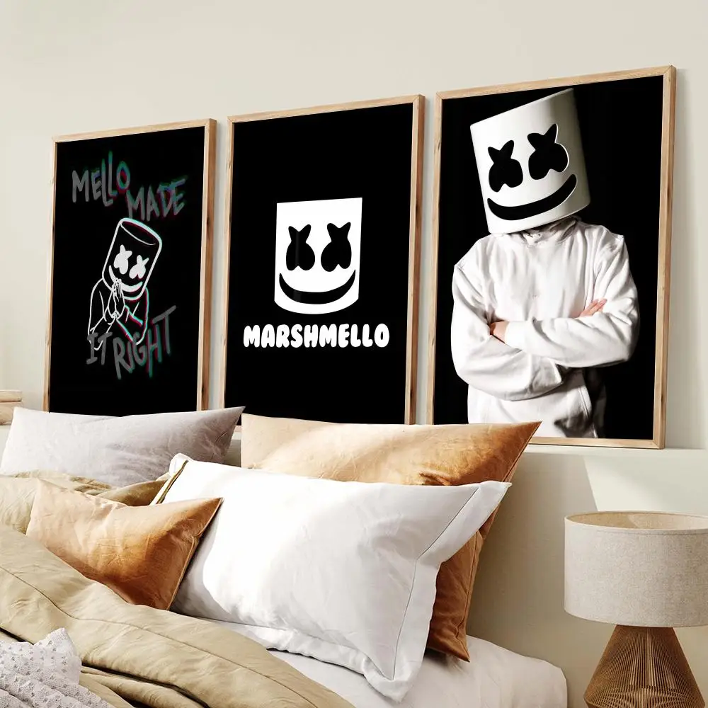 Cool DJ Singer M-Marshmello Poster PP Wall Decor Posters Celebrity Art Prints Aesthetic Wall Art Bedroom Office Home Gift
