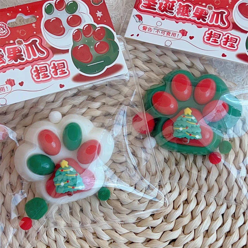 Juguete navideño para apretar con garra de gato, juguetes de descompresión Mochi suaves y bonitos, juguetes relajantes para aliviar la pata de gato, regalos de Navidad para chico