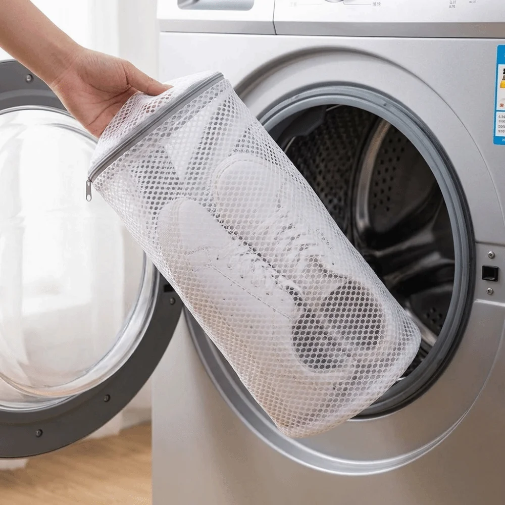 2PCS Honeycomb Mesh Shoe Washing Bags Anti-Deformation Polyester Washing Machine Shoe Bag with Zipper Shoe Cleaning Bag