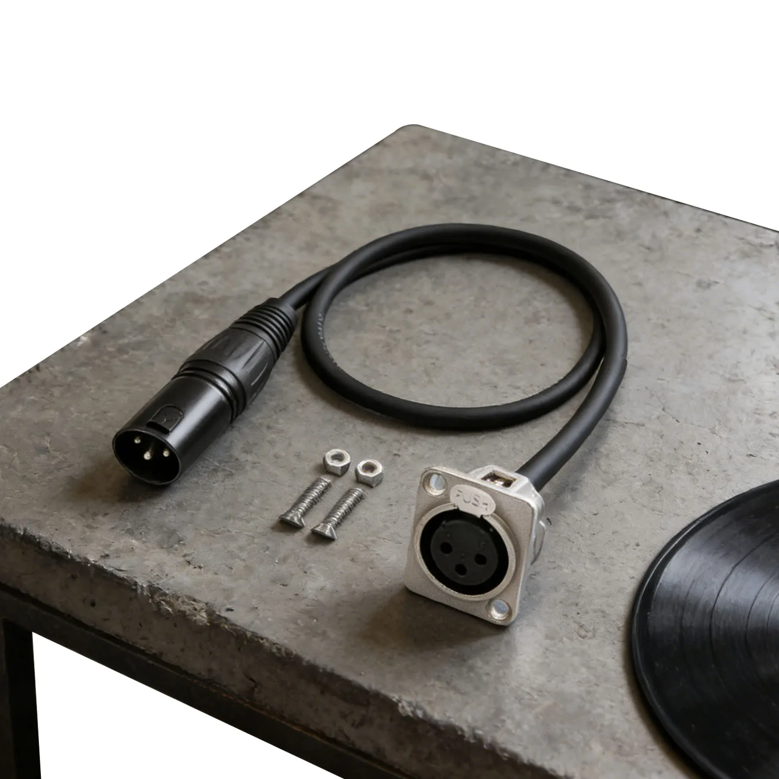 3Pin Pass Through Connector Male To Female XLR Pass Through Cable 0.6m/2 Feet with Mounting Screws for Pro Audio Installation