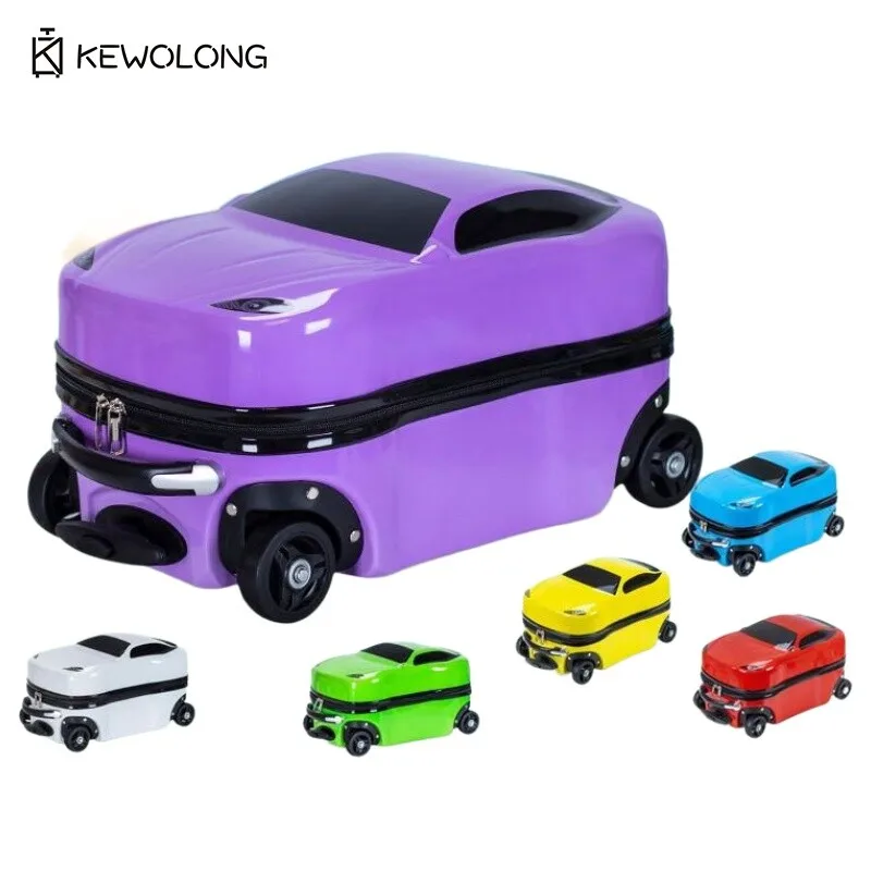 Mala infantil com design de carro de 18 polegadas com 360 °   Rodas, bagagem de mão de desenho animado para meninos para bolsa de viagem infantil