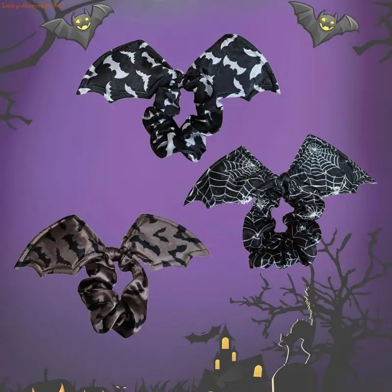 F92d Arachnid Bat Wing Tie Tie Cotton Cotton Scrunchies Halloween Assume Comple