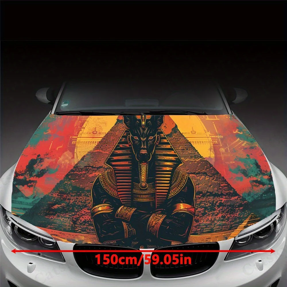 ملصقات غطاء محرك السيارة بطباعة Holy Anubis، مقاومة للماء ذاتية اللصق، مقاومة للخدش، سهلة الالتصاق، ملصقات PVC متينة للسيارة، د