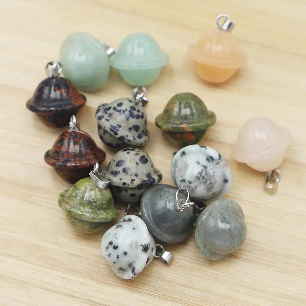 1 قطعة 16x18 مللي متر الطبيعية شبه حجر كريم قلادة جديد الأقمار الصناعية الكواكب سديم افينتورين شكل الحلوى عقد دي اي واي أقراط #5