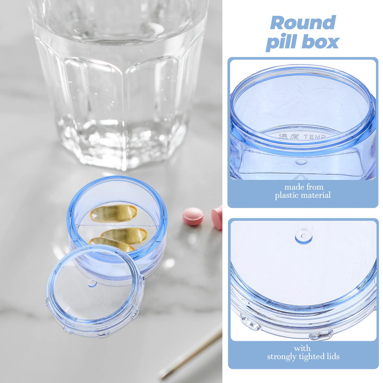 

Portable Pill Box Case Medication Organizer 7 Day Weekly Round Cylinder Travel Green Storage Container For Vitamins Small Items