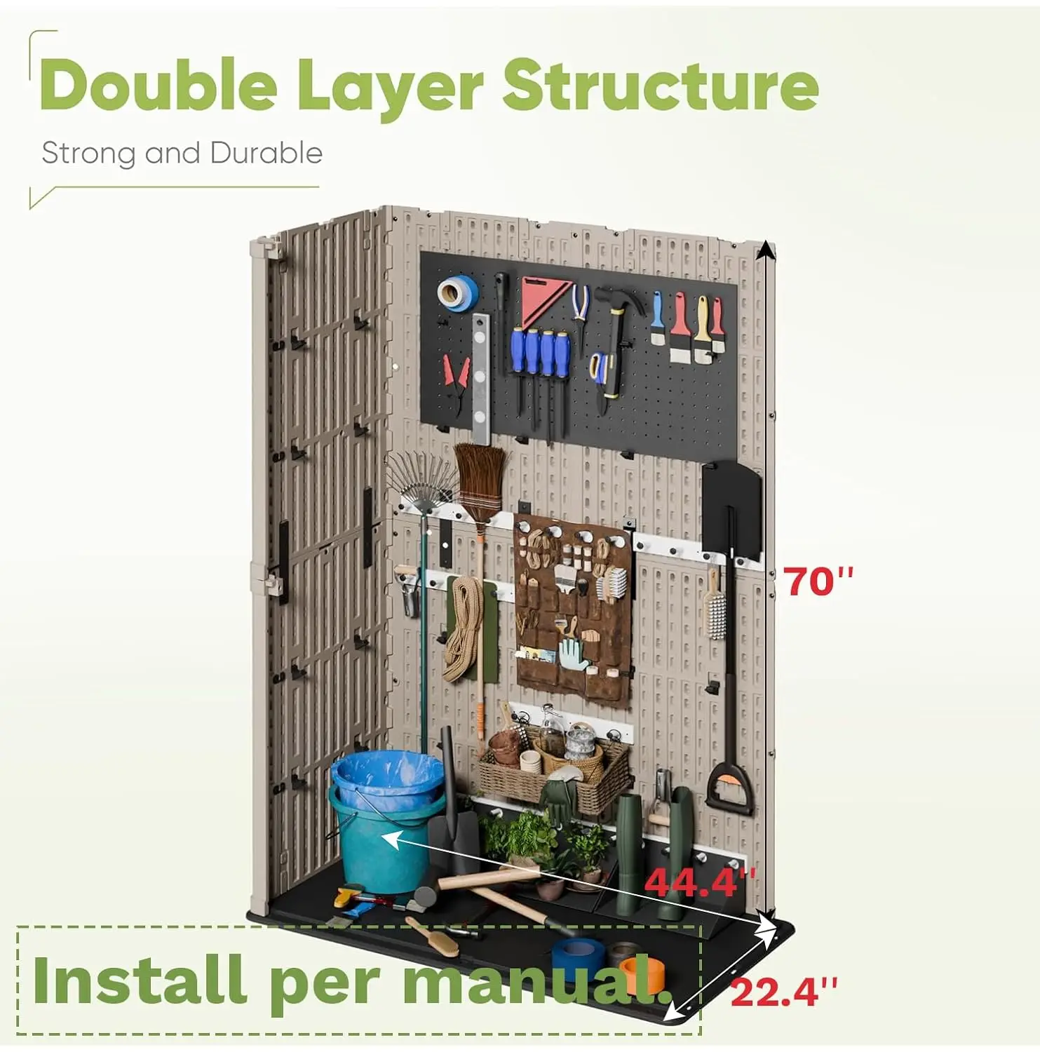 Outdoor Storage Cabinet 50 Cu Ft Lockable Vertical Shed Waterproof Tool Box for Cushions & Garden Accessories, Customized