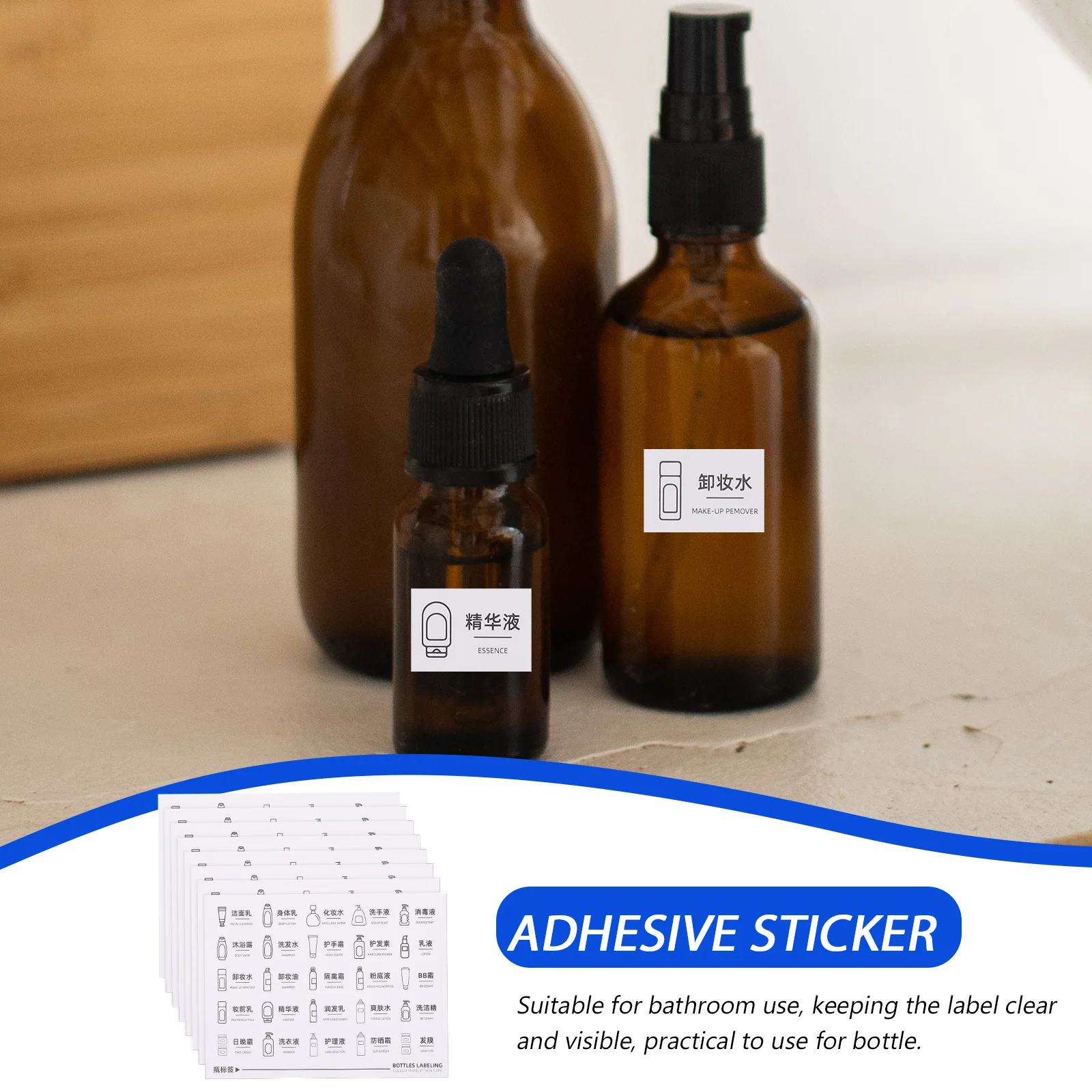 

NOLITOY 8 Sheets Self Adhesive Stickers Labels for Bottles Soap Toiletries Skincare Bathroom Organizer Paper Decor